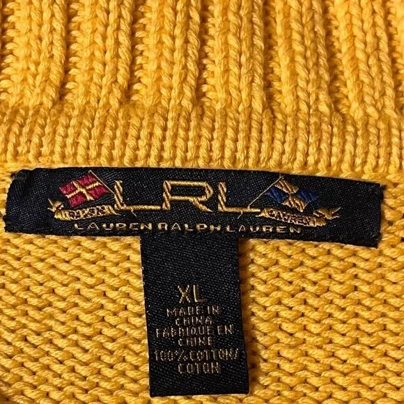 NEW Lauren Ralph Lauren Collared Yellow Knit Sweater with Gold Clasp Closure XL