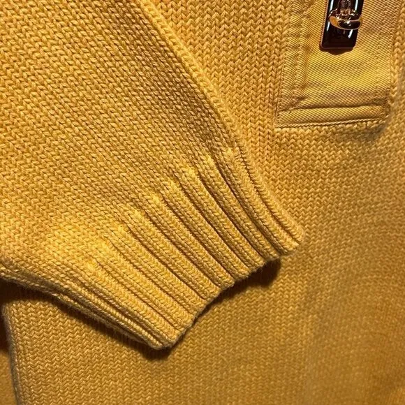 NEW Lauren Ralph Lauren Collared Yellow Knit Sweater with Gold Clasp Closure XL