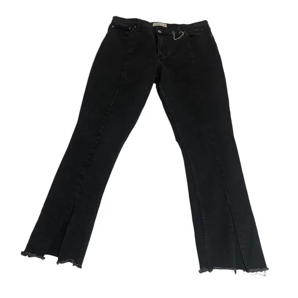 NEW⭐️ABERCOMBIE &amp; FITCH Skinny High Rise Women’s Black Jeans Split Hem Size 16
