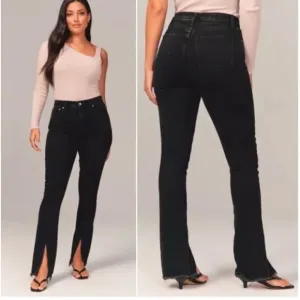 NEW⭐️ABERCOMBIE &amp; FITCH Skinny High Rise Women’s Black Jeans Split Hem Size 16