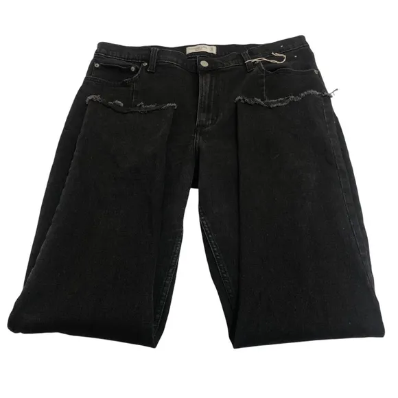 NEW⭐️ABERCOMBIE &amp; FITCH Skinny High Rise Women’s Black Jeans Split Hem Size 16