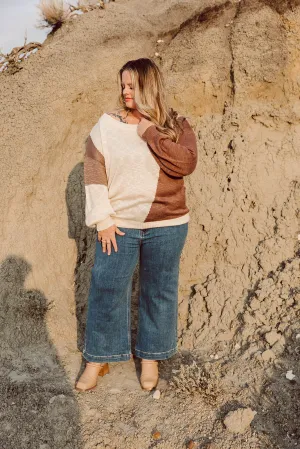 Nikki Long Sleeve Colorblock Sweater Curvy