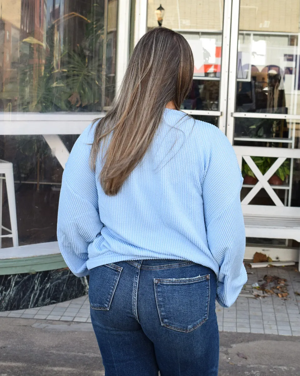 NORTH CAROLINA RIB CORD SWEATSHIRT - SKY BLUE