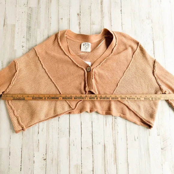 NWT Free People We the Free Tan Cardigan Sweater Womens S Cropped Loose $128