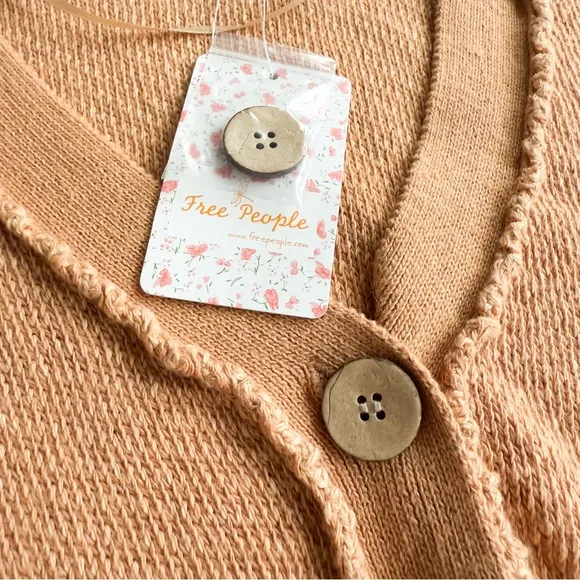 NWT Free People We the Free Tan Cardigan Sweater Womens S Cropped Loose $128