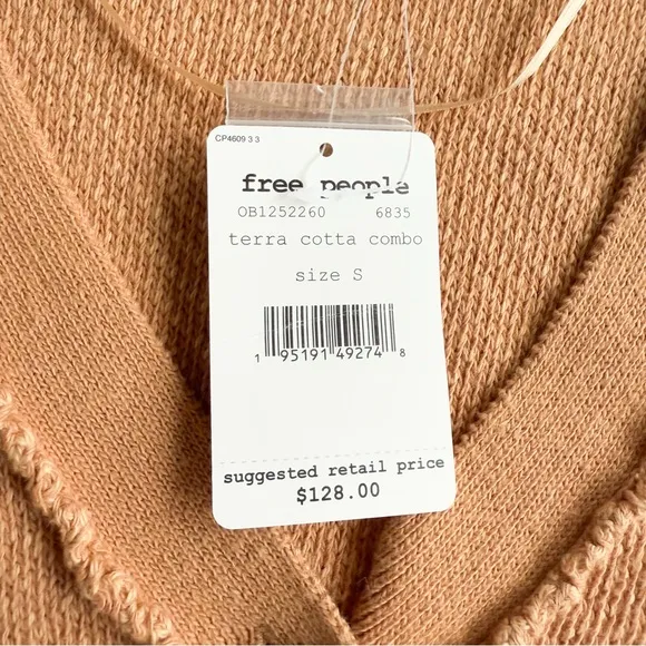 NWT Free People We the Free Tan Cardigan Sweater Womens S Cropped Loose $128