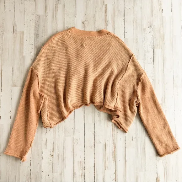 NWT Free People We the Free Tan Cardigan Sweater Womens S Cropped Loose $128