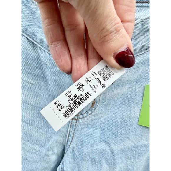 NWT Madewell The Maternity Side Panel Slouchy Boyjean Blue Wrightlane Wash 26