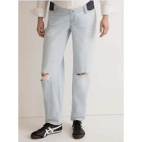 NWT Madewell The Maternity Side Panel Slouchy Boyjean Blue Wrightlane Wash 26