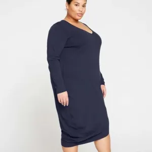 NWT Universal Standard Geneva Navy Blue Long Sleeve Midi Dress Size 14/16