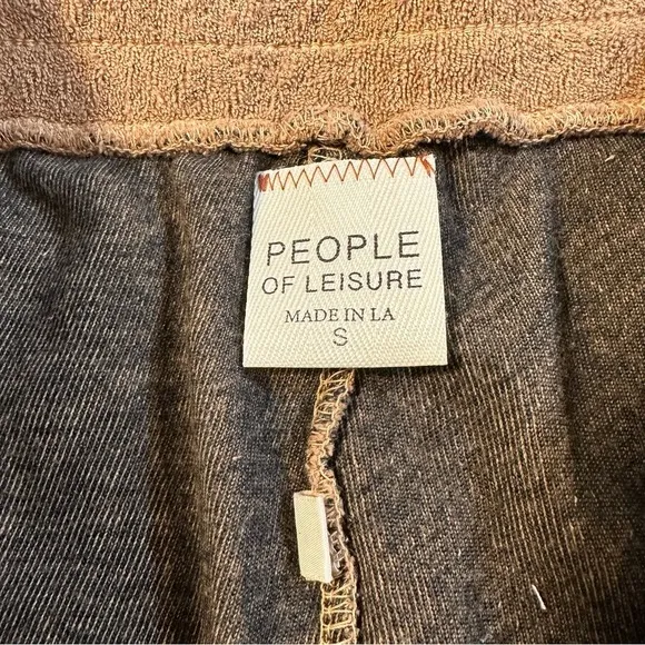 People Of Leisure Size S Tan 100% Organic Cotton Drawstring Terry Cloth Shorts