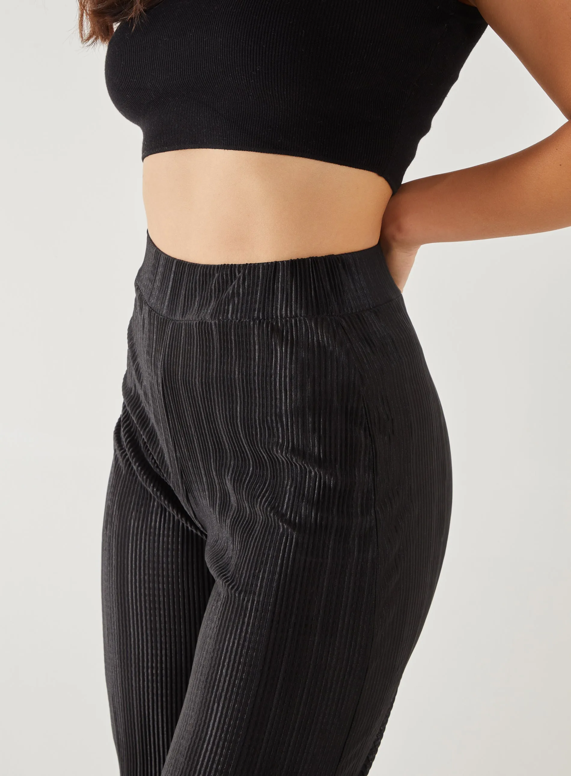 Plisse Flared Trousers