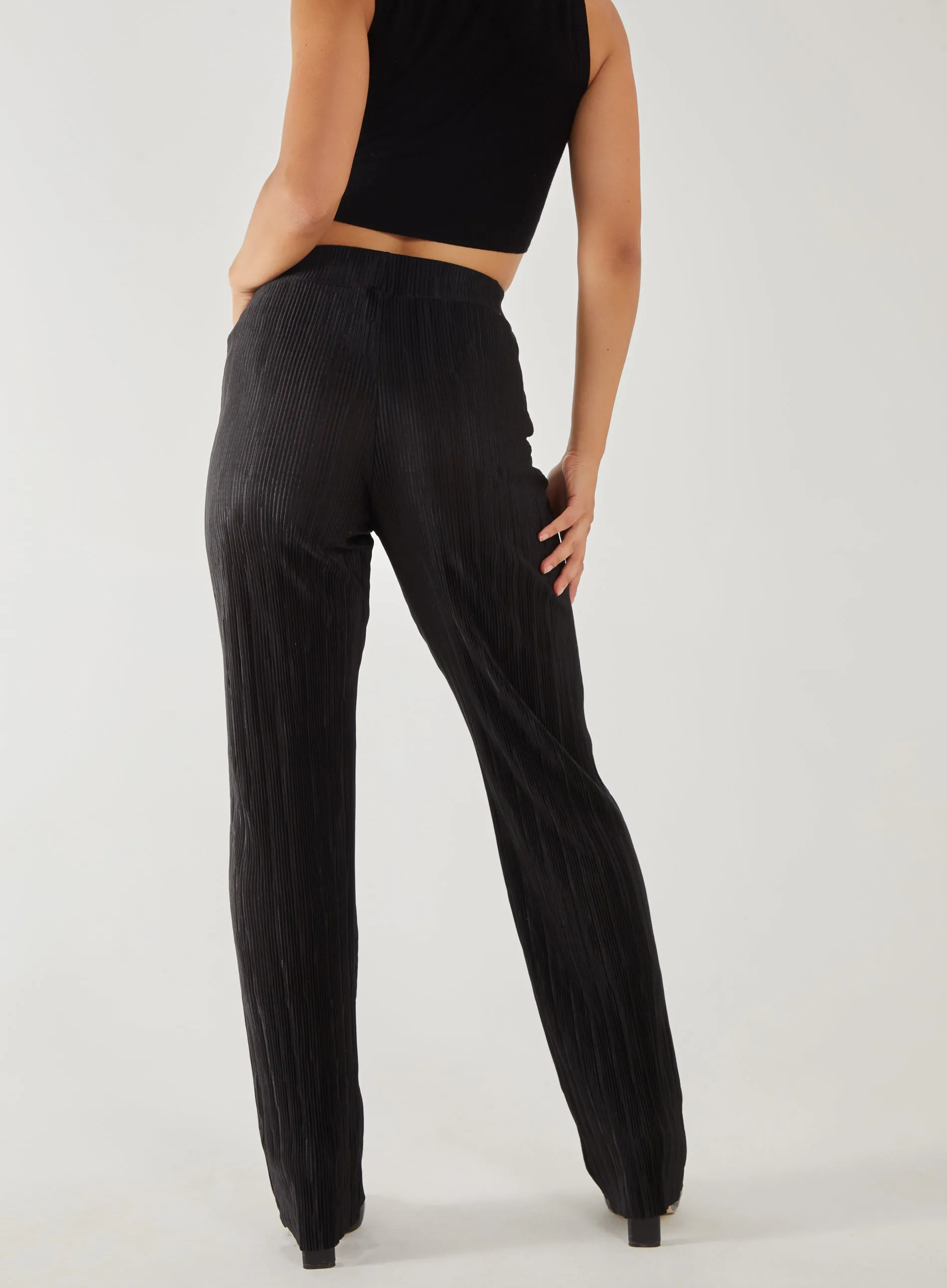 Plisse Flared Trousers