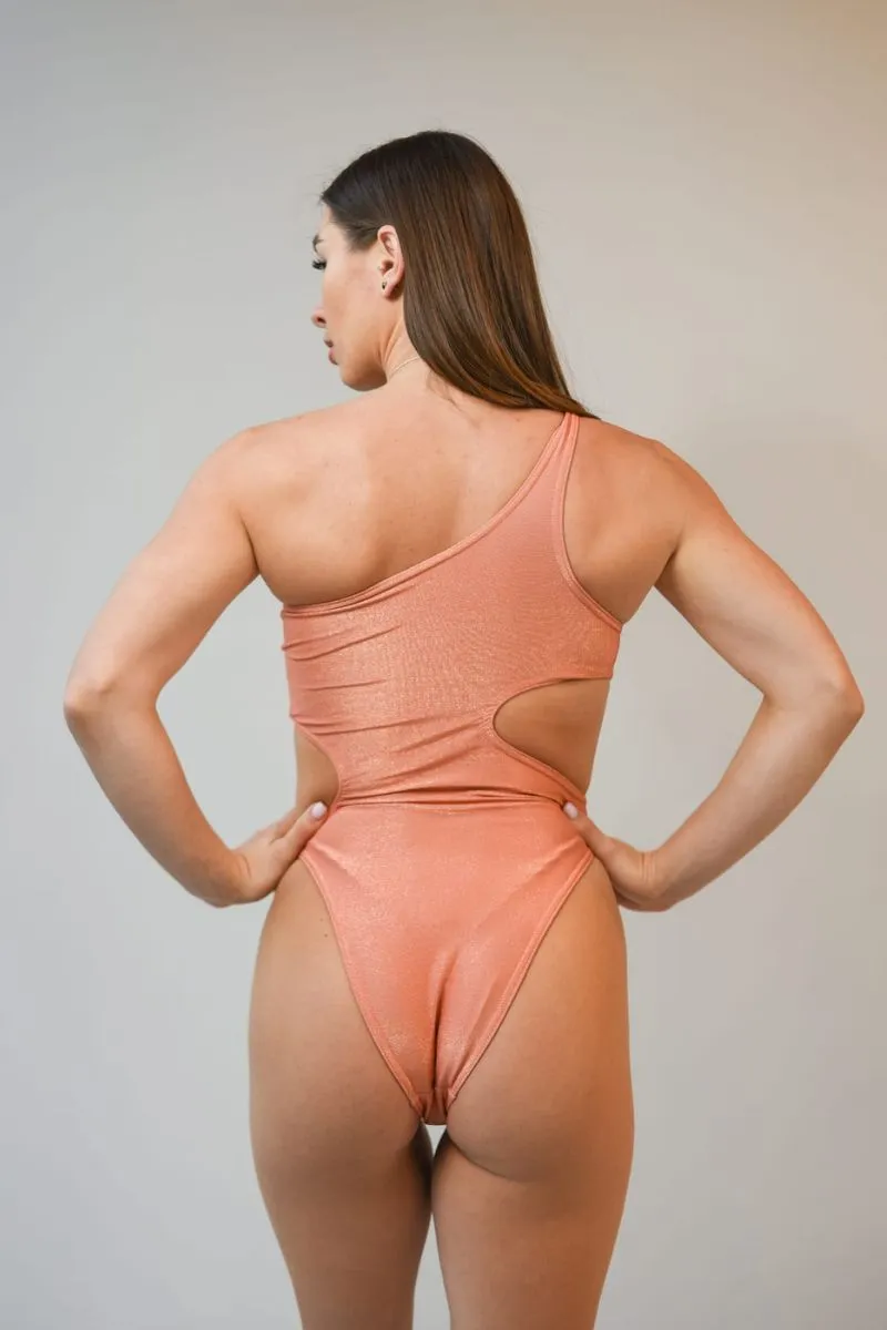 Pole Addict Mesmerised Bodysuit - Shimmery Peach
