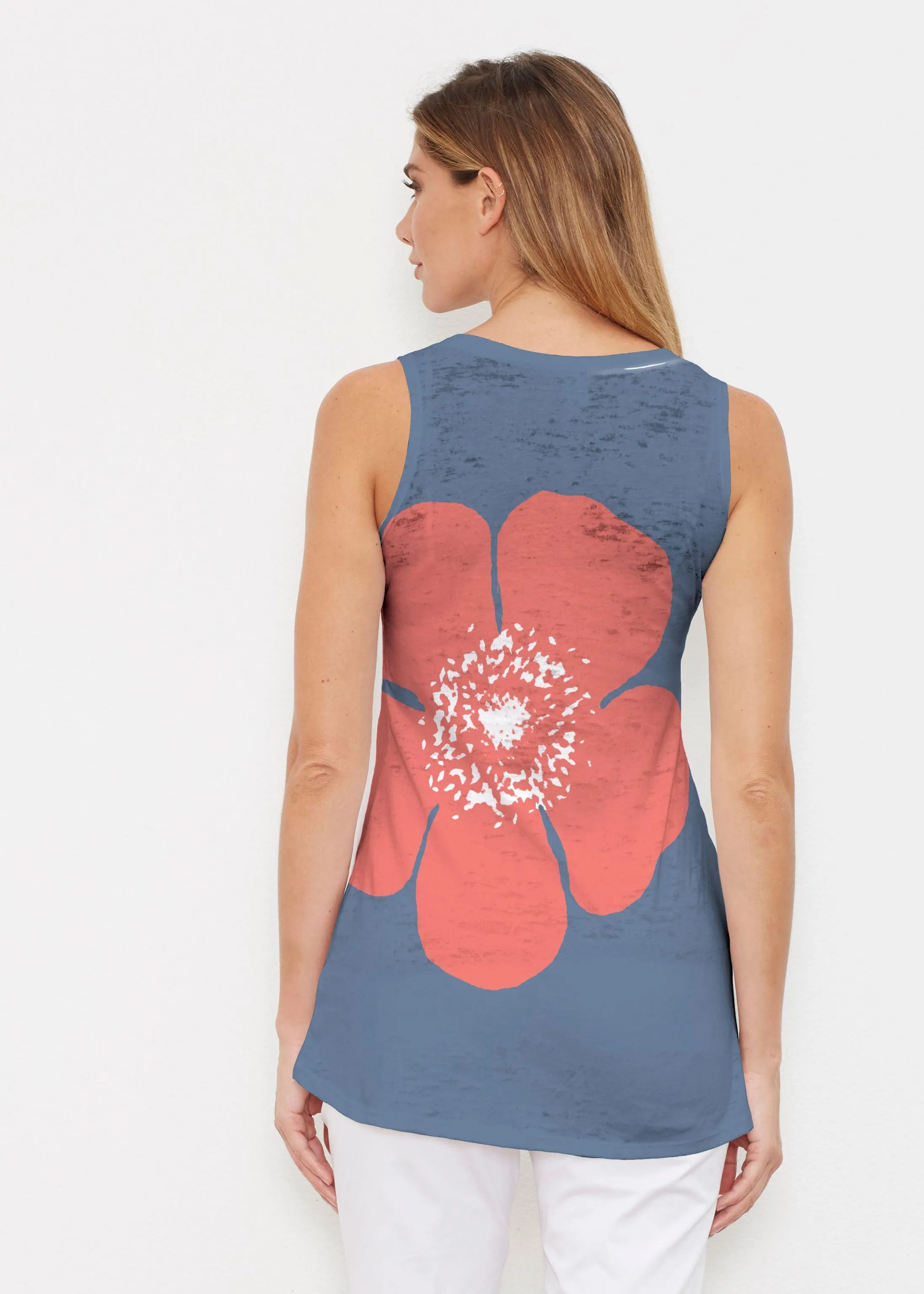 Poppy Red Navy (7021) ~ Signature High-low Tank