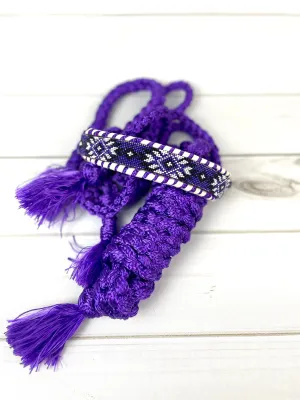 Purple and White Beaded Nylon Muletape Halter