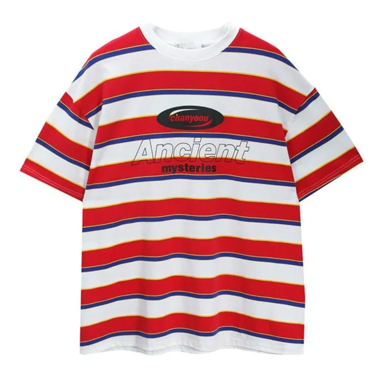 "ANCIENT" T-shirt à Rayures Rouge - URB1™