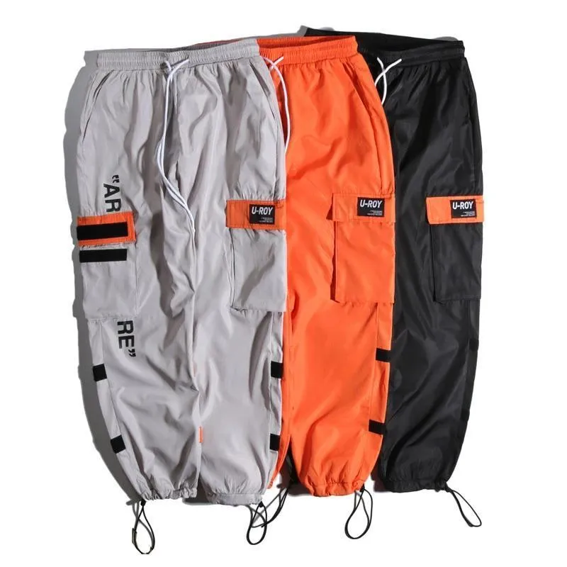 "AR RE" Pantalon Cargo Orange Streetwear - URB1™