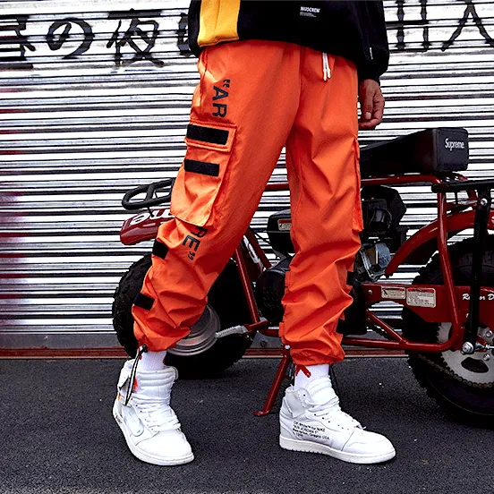 "AR RE" Pantalon Cargo Orange Streetwear - URB1™