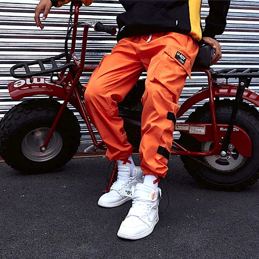"AR RE" Pantalon Cargo Orange Streetwear - URB1™