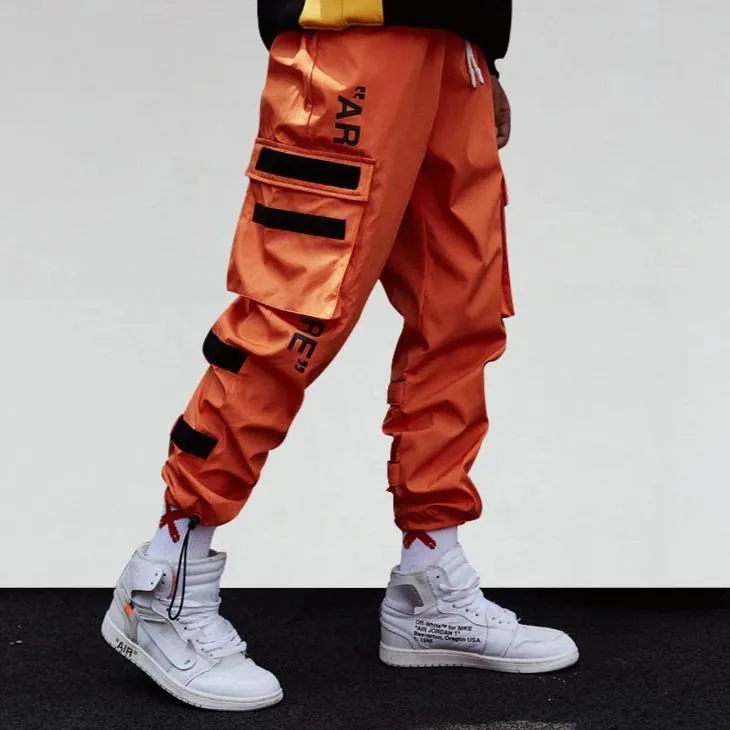 "AR RE" Pantalon Cargo Orange Streetwear - URB1™