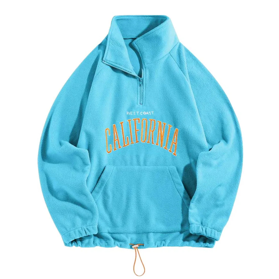 "CALIFORNIA" Sweat-shirt Polaire Col Camionneur Vintage Vert - URB1™
