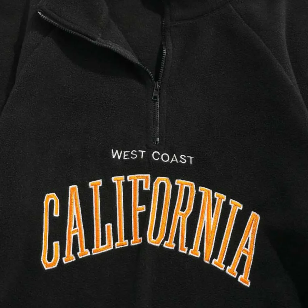 "CALIFORNIA" Sweat-shirt Polaire Col Camionneur Vintage Vert - URB1™