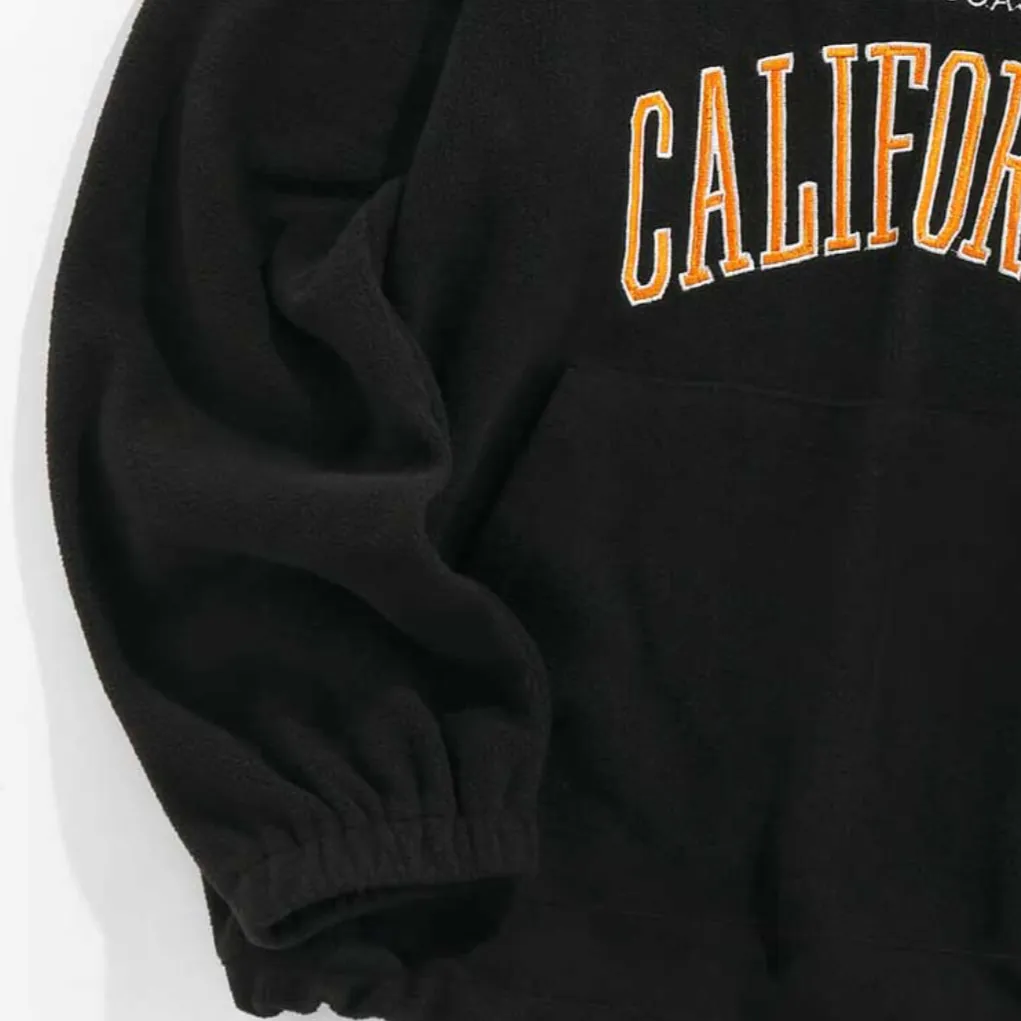 "CALIFORNIA" Sweat-shirt Polaire Col Camionneur Vintage Vert - URB1™
