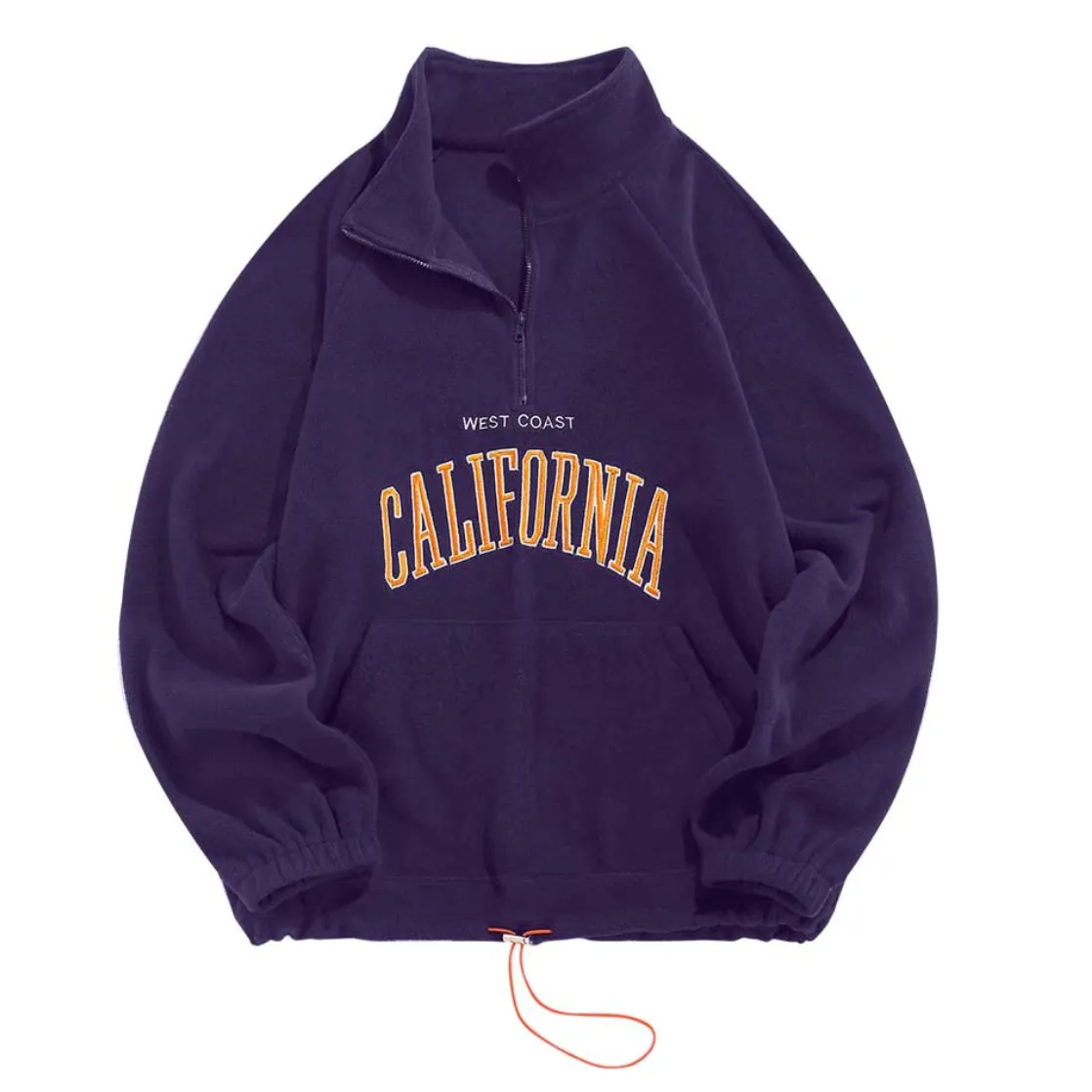 "CALIFORNIA" Sweat-shirt Polaire Col Camionneur Vintage Vert - URB1™