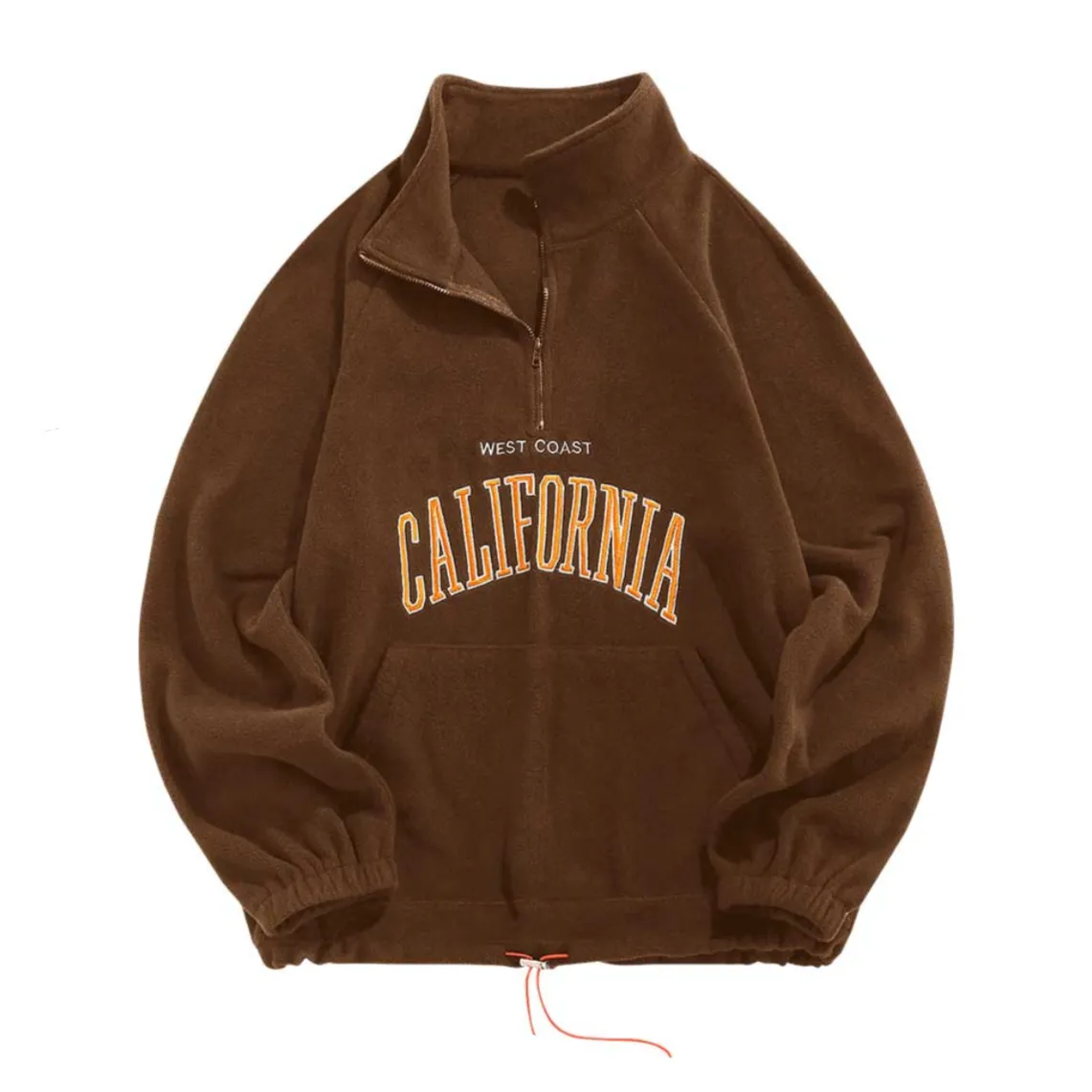 "CALIFORNIA" Sweat-shirt Polaire Col Camionneur Vintage Vert - URB1™