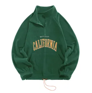 "CALIFORNIA" Sweat-shirt Polaire Col Camionneur Vintage Vert - URB1™
