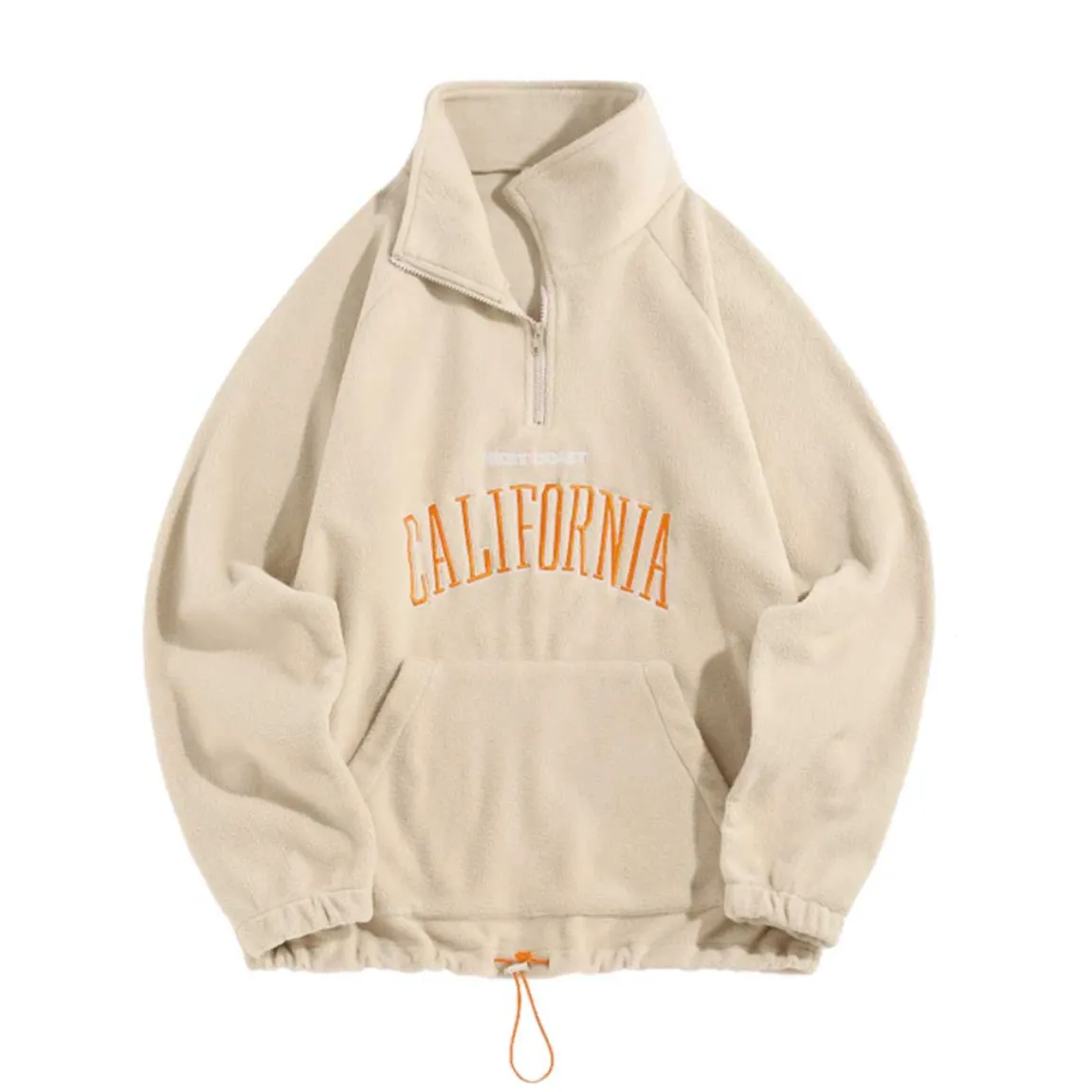 "CALIFORNIA" Sweat-shirt Polaire Col Camionneur Vintage Vert - URB1™