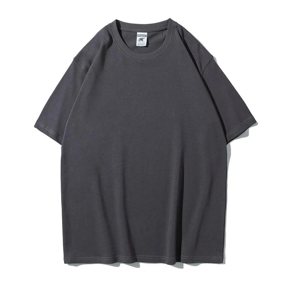 "ESSENTIAL" T-SHIRT BASIQUE UNI GRIS FONCÉ STREETWEAR - URB1™