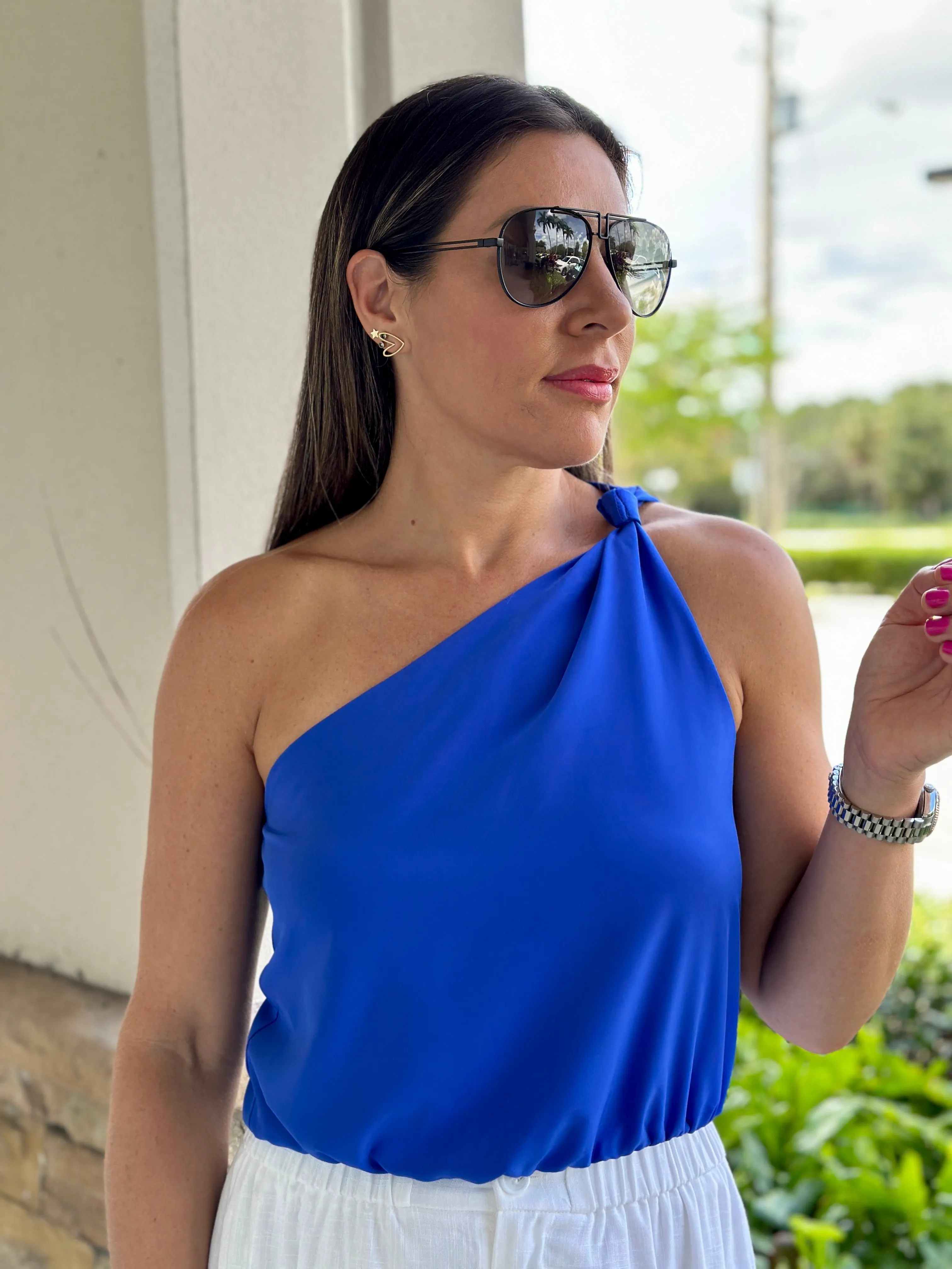 "Eva" One Shoulder Knot detail Top