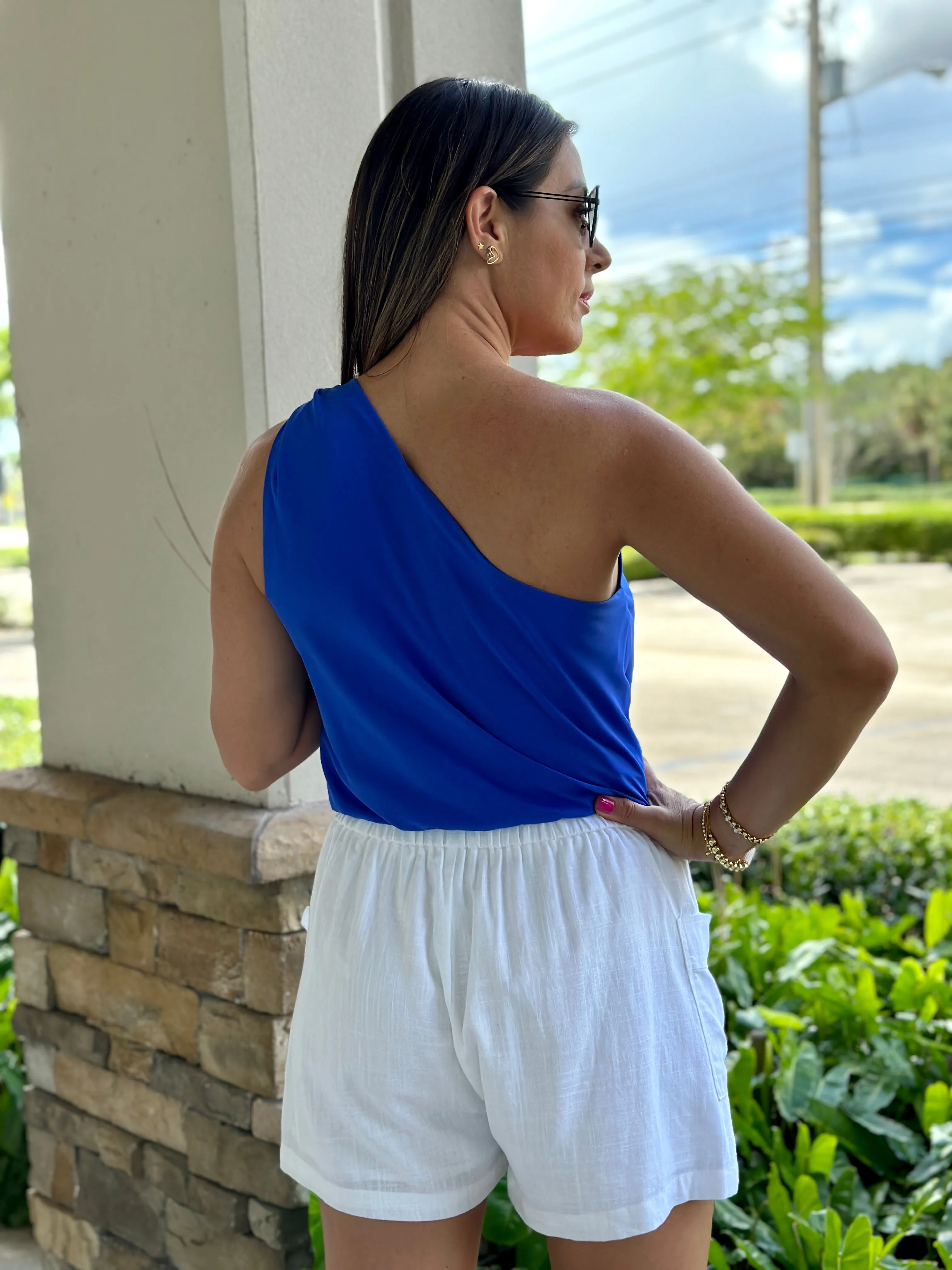 "Eva" One Shoulder Knot detail Top