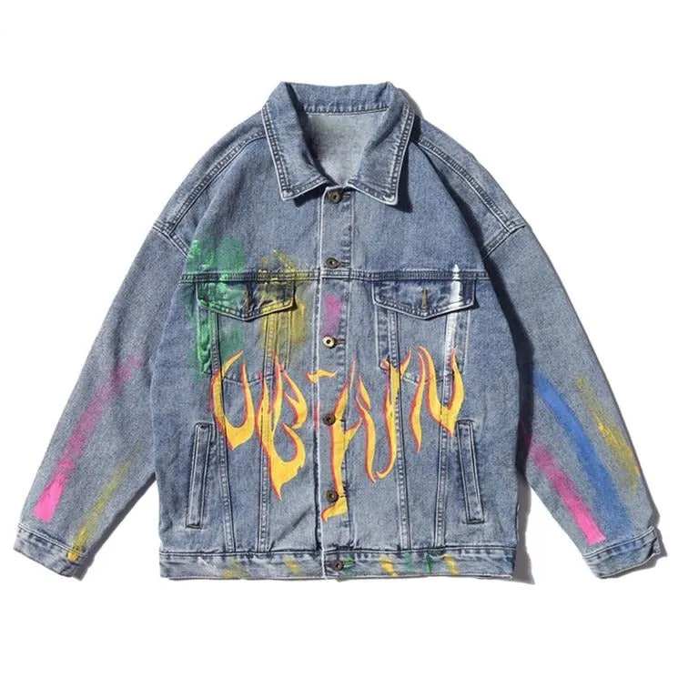 "GRAFFITI" Veste en jean denim Noir - URB1™