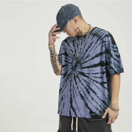 "Tie And Dye" T-shirt Violet Noir Délavé oversize - URB1™