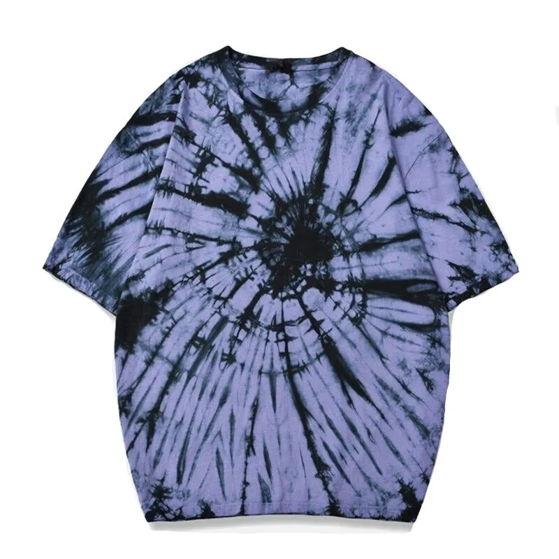 "Tie And Dye" T-shirt Violet Noir Délavé oversize - URB1™