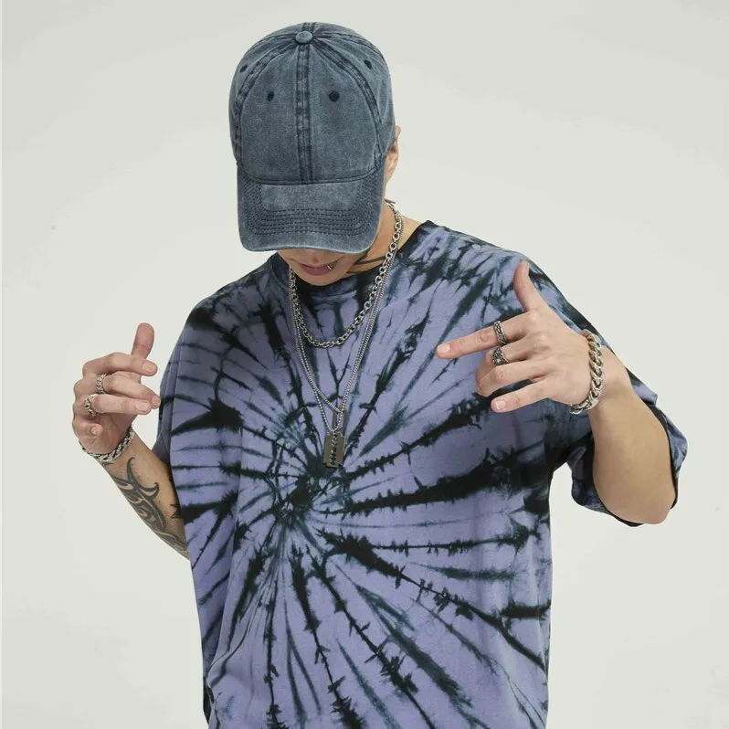 "Tie And Dye" T-shirt Violet Noir Délavé oversize - URB1™