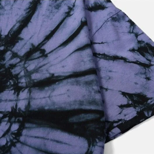 "Tie And Dye" T-shirt Violet Noir Délavé oversize - URB1™