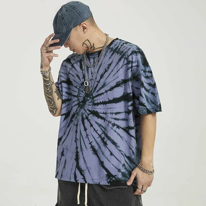 "Tie And Dye" T-shirt Violet Noir Délavé oversize - URB1™