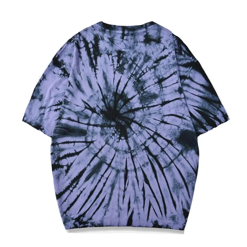 "Tie And Dye" T-shirt Violet Noir Délavé oversize - URB1™