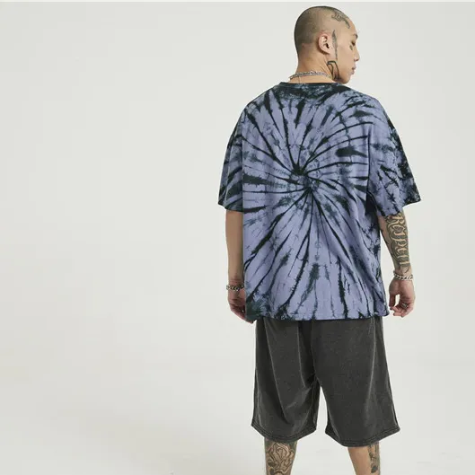 "Tie And Dye" T-shirt Violet Noir Délavé oversize - URB1™
