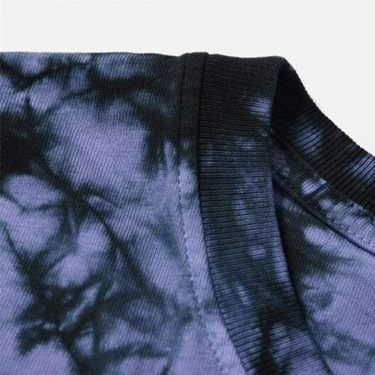 "Tie And Dye" T-shirt Violet Noir Délavé oversize - URB1™