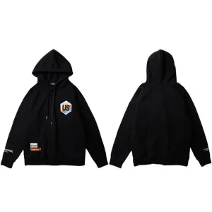 "US" Sweat-shirt Hoodie à capuche noir - URB1™