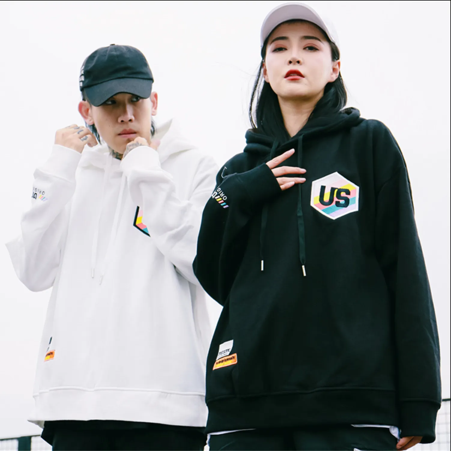 "US" Sweat-shirt Hoodie à capuche noir - URB1™