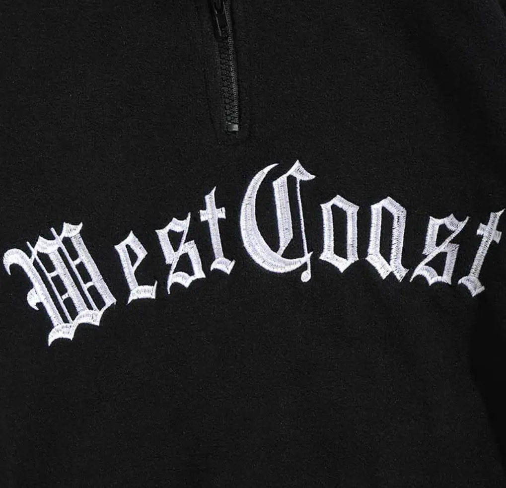 "WEST COAST" Sweat-shirt Polaire Col Camionneur Vintage Beige - URB1™