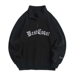 "WEST COAST" Sweat-shirt Polaire Col Camionneur Vintage Beige - URB1™