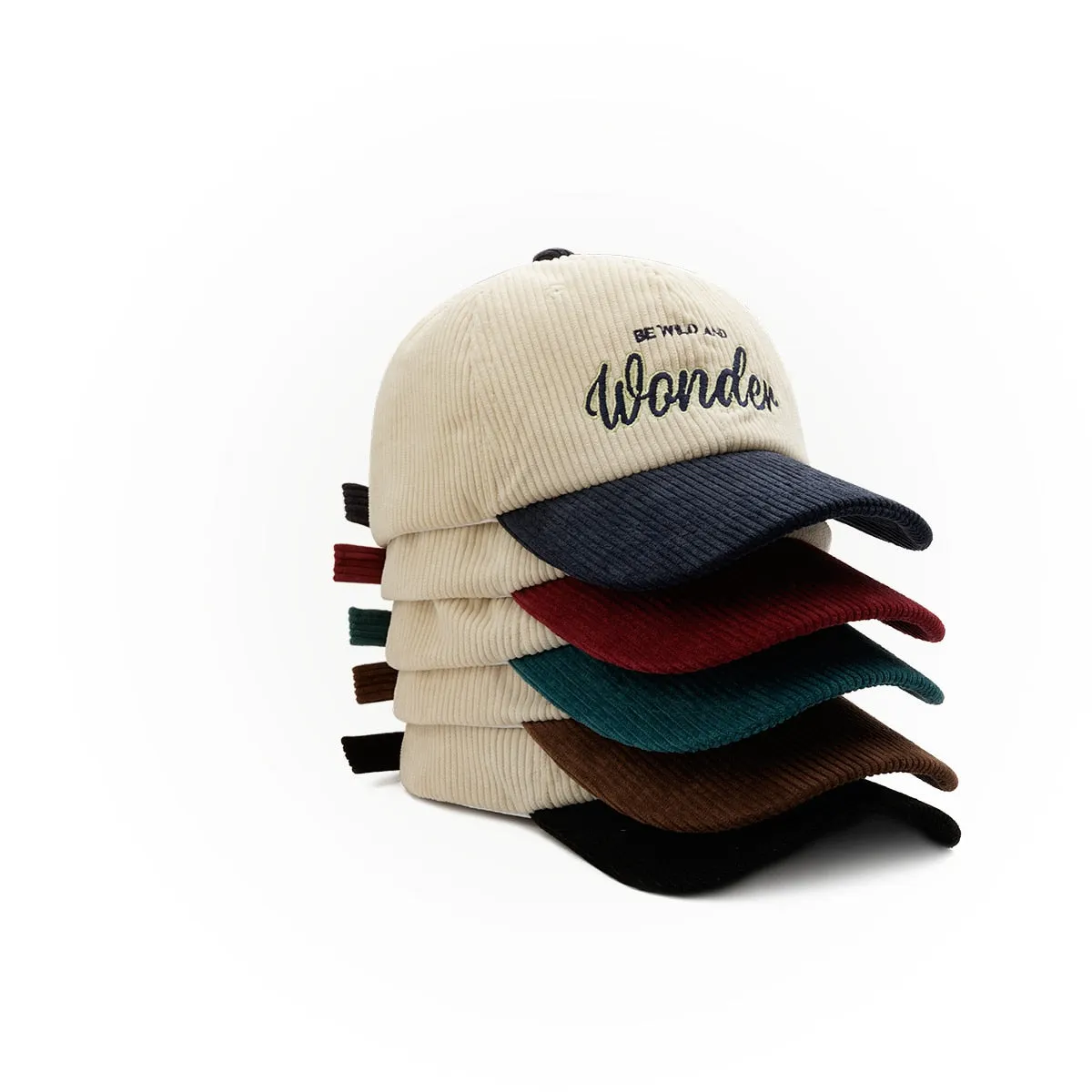 "WONDER" Casquette Baseball Snapback en velour Marron Brodée - URB1™