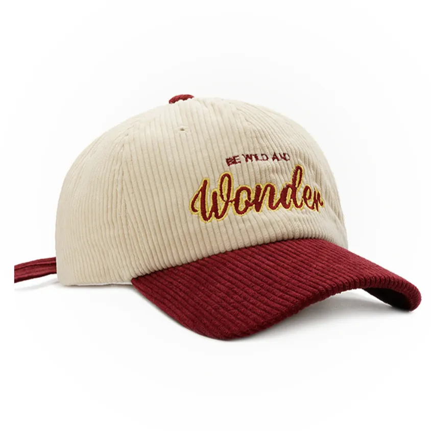 "WONDER" Casquette Baseball Snapback en velour Marron Brodée - URB1™